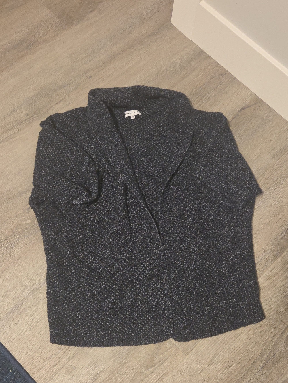 Short Open-Front Cardigan Sweater in Dark Navy